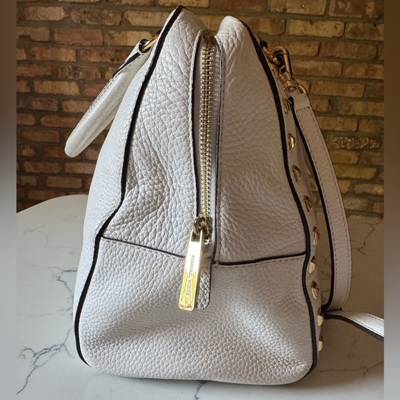 Michael Kors White Pebbled Leather with Gold Accents Satchel - Picture 8 of 16